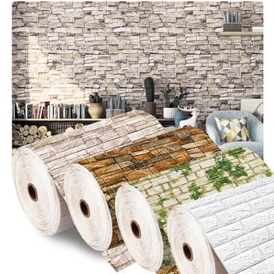 3D Foam Brick Wall Panels Stickers Self Adhesive Waterproof Living Room Wallpaper Wall Decal Home Decor Wallcovering TV Backdrop