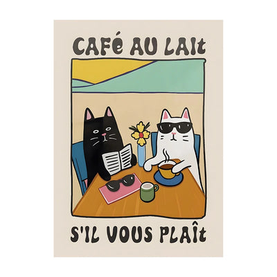 Retro Kitchen Canvas Poster Cat Chef Art Print Dishes Wall Art Pictures for Bedroom Kitchen Home Decoration Gift Idea