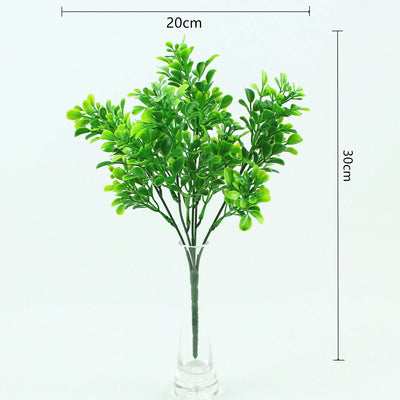 YO CHO Artificial Plants Plastic Twigs Green Grass Fake Plants Twigs Leaves Grass Flower Arrangement Wedding Party Home Decor