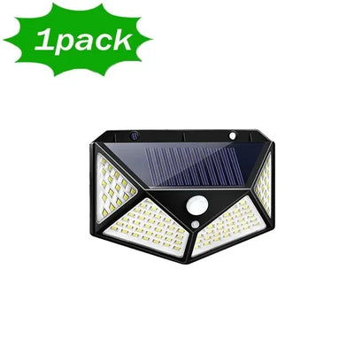 100 LED Solar Wall Lamp Wireless with Motion Sensor Human Waterproof Garden Decoration Spotlights Stairs Outdoor Wall Light