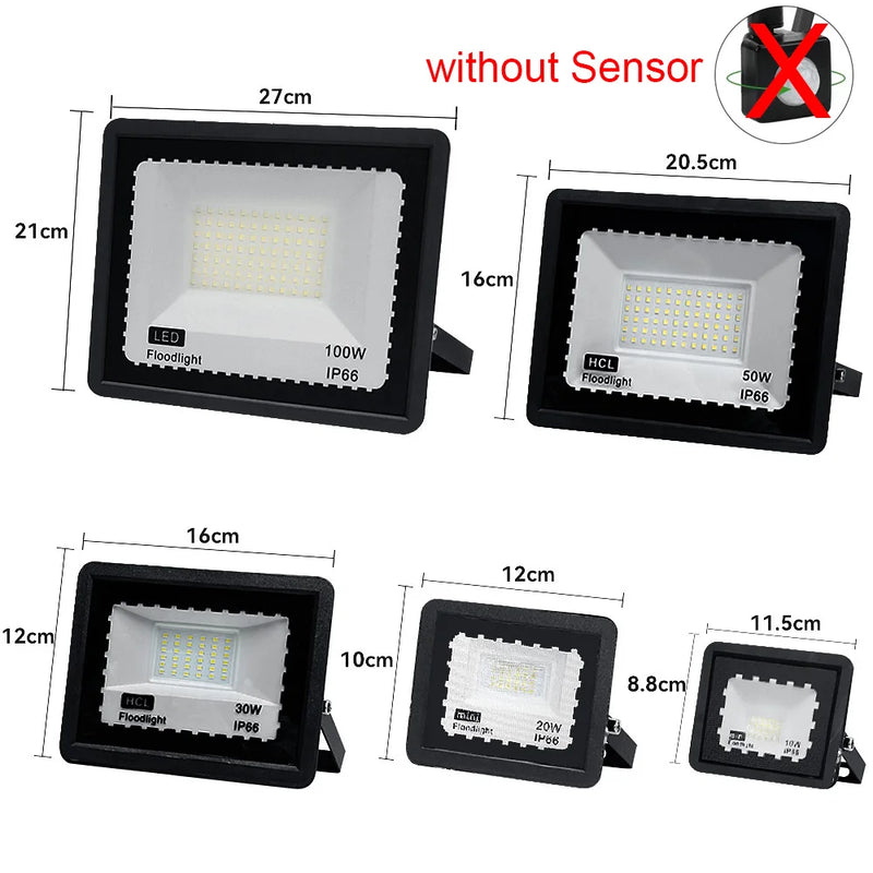 LED FloodLight PIR Motion Sensor Outdoor Led Spotlight 10W 20W 30W 50W 100W IP66 Waterproof Outdoor Garden Lighting Street Light