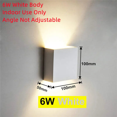 6W/12W LED Wall Light Outdoor Waterproof IP65 Garden Yard Wall Lamp Indoor Bedside Decoration Lighting Aluminium AC110V 220V