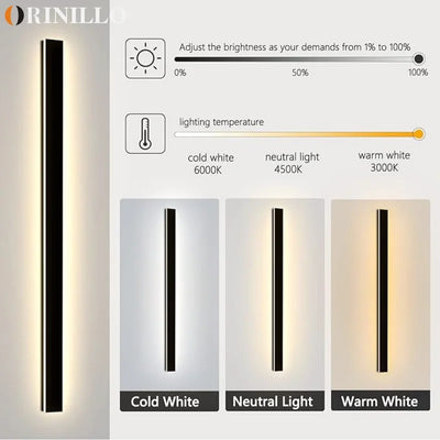 Waterproof LED long wall lamp IP65, garden villa porch courtyard exterior wall lamp modern outdoor lighting, 110V, 220V