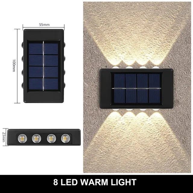 Solar Wall Lamp Outdoor Warm Light Waterproof Up And Down Luminous Lighting Balcony Yard Garden Decoration Lights Exterior Wall