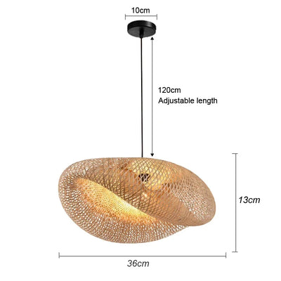 Bamboo Hanging Lamp Pendant Ceiling Light Rattan Wicker Lustre Hand Knit Braiding Suspended Home Dining люстра потолочная