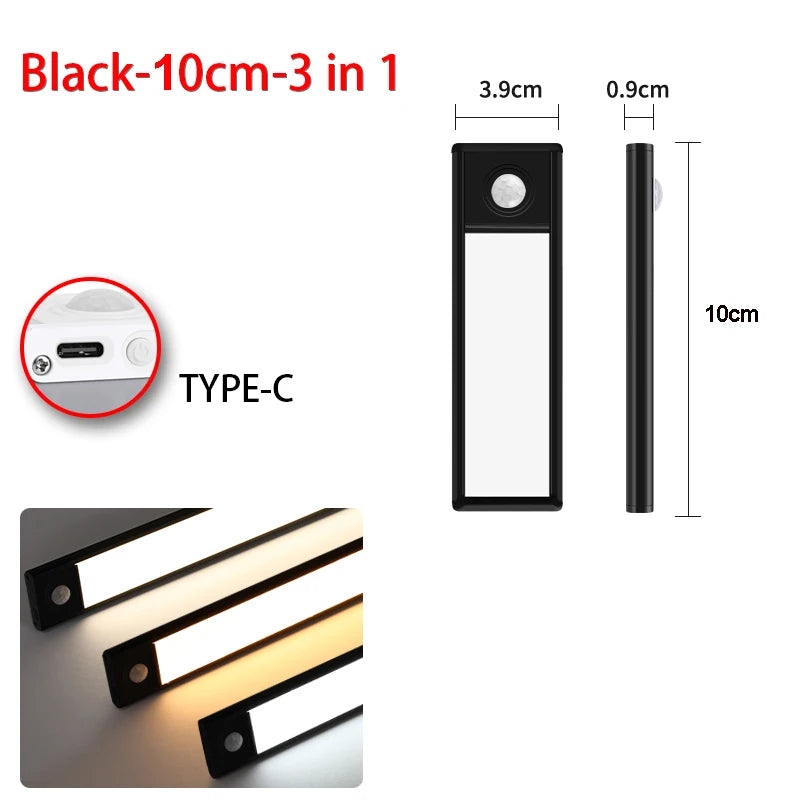 LED Ultra Thin Under Cabinet Lights Motion Sensor night light Wireless Rechargeable 3 Color Lamp Kitchen Closet Cabinet Lighting