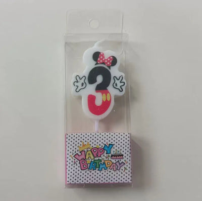 Hot Happy Birthday Number 0-9 Candles Cartoon Mickey Minnie Mouse Candle Cake Cupcake Topper Party Decoration Supplies DIY Gifts