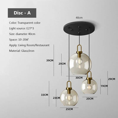 Modern Glass Pendant Light Loft Hanging Lustre Industrial Decor Lights Fixtures Kitchen Restaurant Dining Room E27 Nordic Lamp