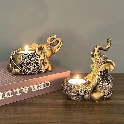 1PC Animal Candle Holder Elephant Trunk Sculpture Tealight Candle Holder Ornamental Small Candle Rod Holder Lucky Prize