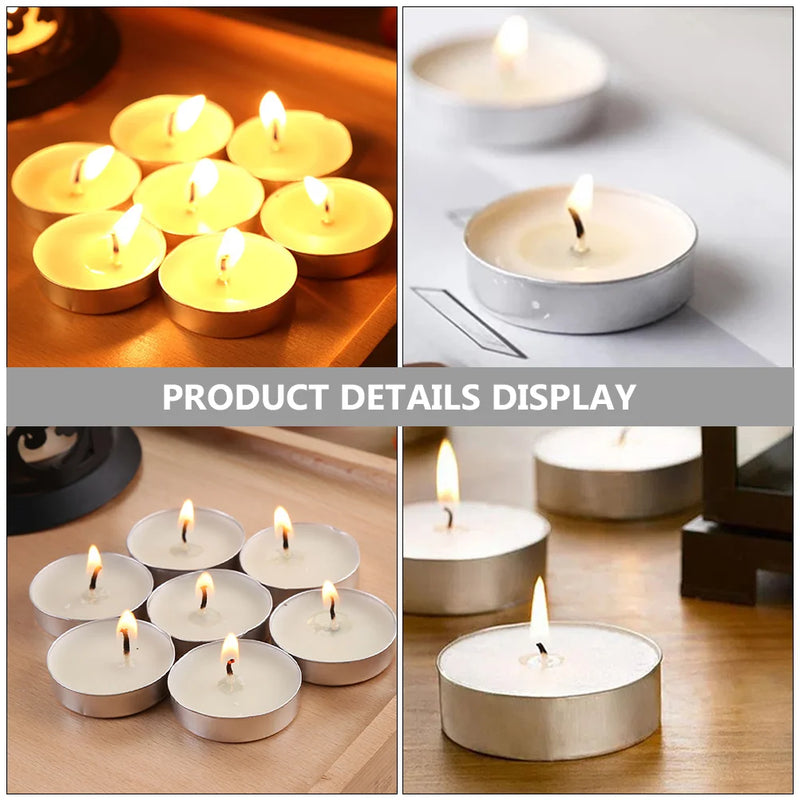 50 Pcs Round Scented Home Candles Accessory Wedding Small Tealight White Smokeless Romantic Paraffin Room