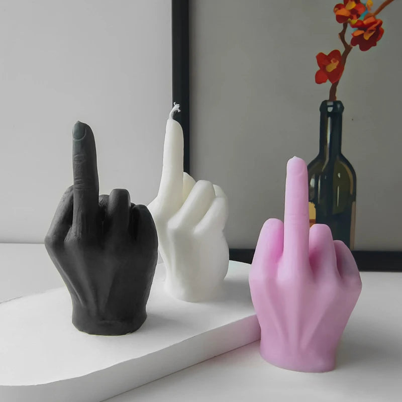 1pc White/Black Creative Candles Middle Finger Shaped Gesture Scented Candles Niche Funny Quirky Gifts Home Decoration Ornaments