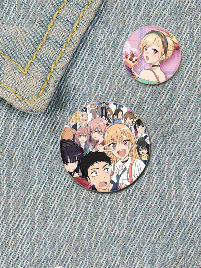 32/44/58mm Anime My Dress-Up Darling Round Pin Cartoon Character Badge Role Play Handmade Tinplate Brooch for Clothes Decoration