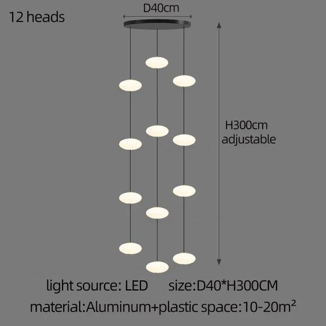 Nordic Oval Ball Led pendant lamp Long strip white staircase lamp living room designer Villa building Cluster Suspension lamp