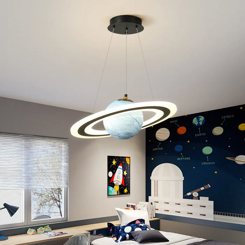 Saturn Pendant Lights for Children Bedroom Modern Led Hanging Lamp Planet Decoration Kids Lighting Ceiling Chandeliers Modern