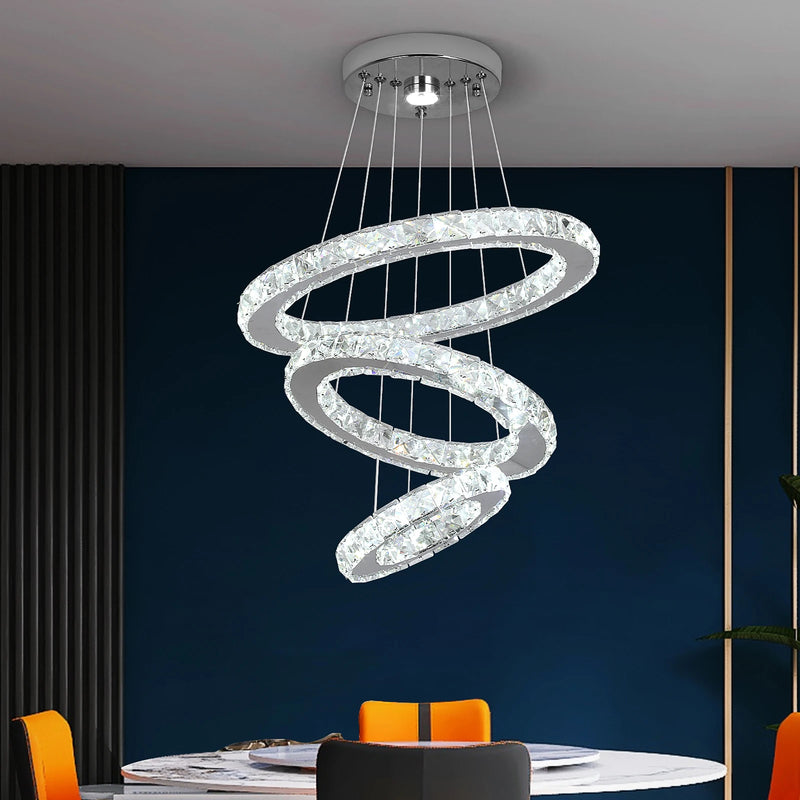 Modern Pendant Lighting Rings Led Crystal Chandelier Hanging Lustre Lamparas Ceiling Lamp Fixtures Luminaire for Living Room