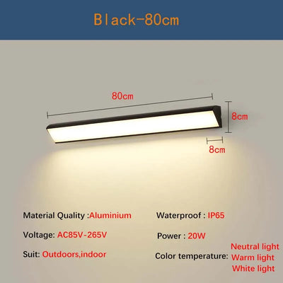 Outdoor long strip wall lamp waterproof IP65, modern and simple LED wall lamp, suitable for courtyard, garden, outdoor lighting.