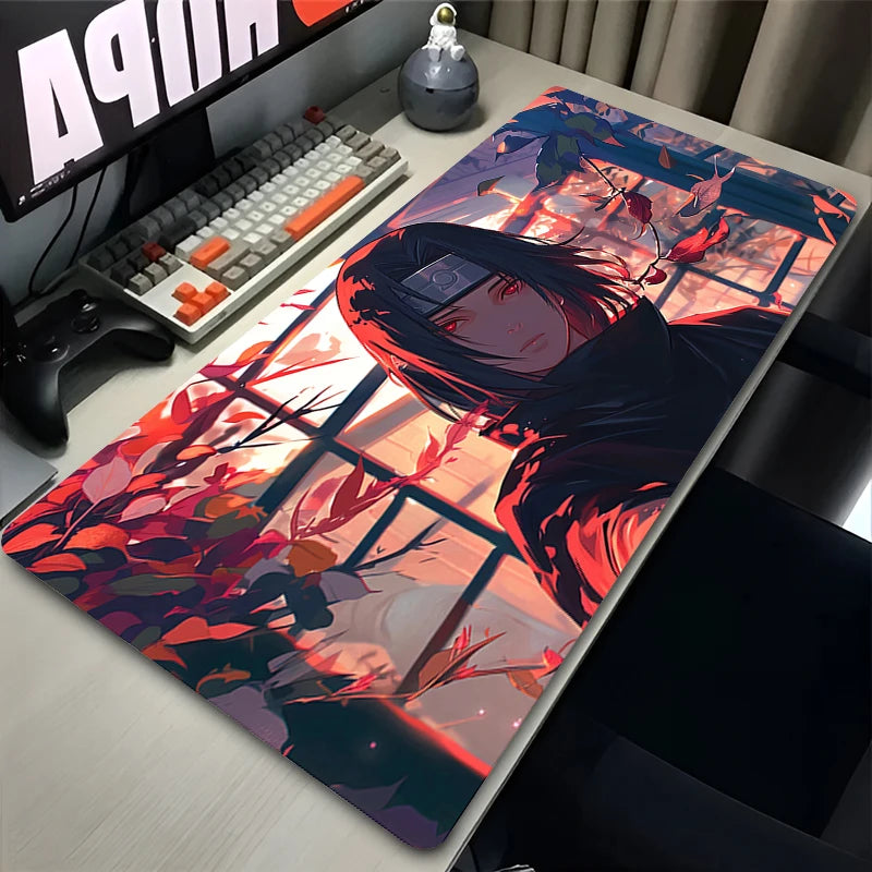 Japan Cool Anime Mouse Pad Laptop Red Moon Gaming Keyboard Rug XL N-narutoS Mousepad PC I-itachi Gamer U-uchiha Cabinet Desk Mat