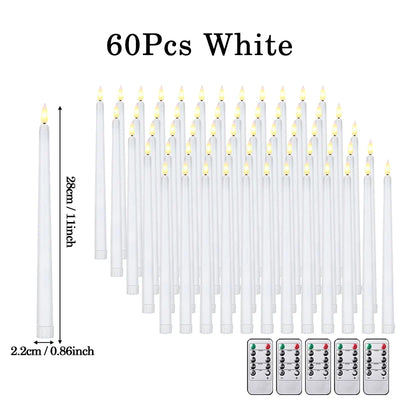 120-12Pcs Flameless Taper Candles Battery Operated LED Candle Flickering Candles Faux Candle Halloween Christmas Wedding Decor