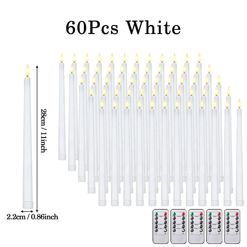 120-12Pcs Flameless Taper Candles Battery Operated LED Candle Flickering Candles Faux Candle Halloween Christmas Wedding Decor