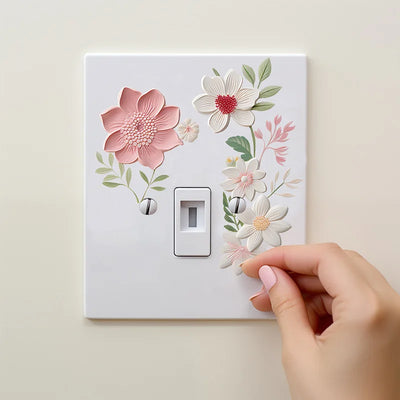 Beautiful flowers Switch Wall Sticker PVC Removable Waterproof sticker for bedroom bathroom Living room Home Decoration Stickers