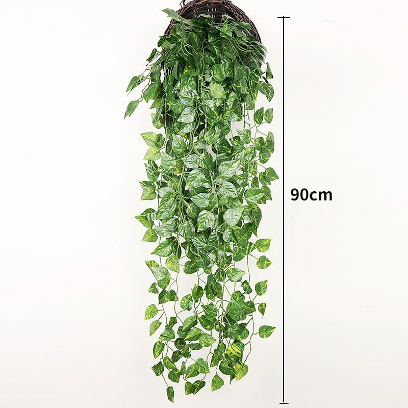 90cm Artificial Plant Vine Home Decoration Hanging Plastic Leaf Grass Garland Outdoor Wedding Party Decorations Fake Rattan Ivy