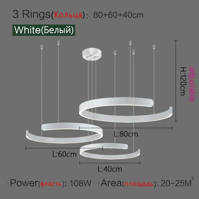 Mininalist Circle Rings Ceiling Chandeliers Hanging Pendant Lighting for Living Room Staircase Hotel Decor Art Suspension Lustre