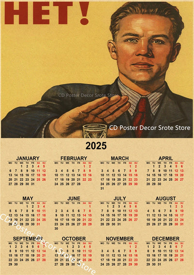 USSR CCCP 2025 Calendar Poster Celebrity Aesthetic Prints Posters Wall Art Retro Painting Home Room Cafe Club Dorm Wall Decor