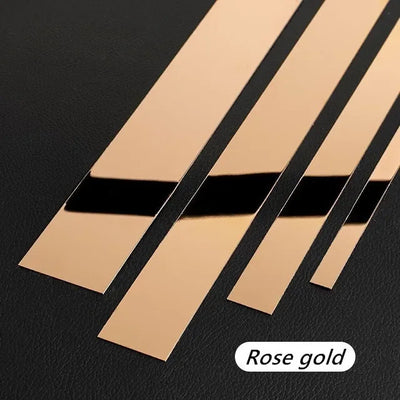 1 Roll 5M Mirror Stainless Steel Plane Decorative Line Gold Wall Sticker home TV Background Self-adhesive Ceiling Edging Strip