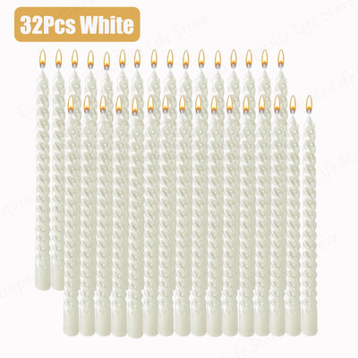 8/16/32Pcs Metallic Taper Candles 10inch Spiral Candle Dripless Long Candle Sticks Unscented Dinner Candles Wedding Candles