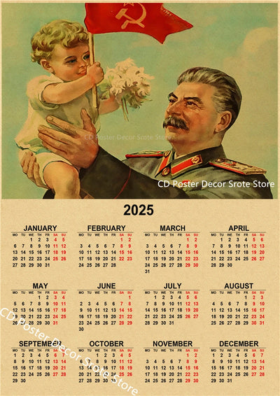 USSR CCCP 2025 Calendar Poster Celebrity Aesthetic Prints Posters Wall Art Retro Painting Home Room Cafe Club Dorm Wall Decor