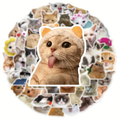 50pcs Cheap Cartoon Cute Funny Cat Series Graffiti Stickers Suitable for Desktop Wall Room Decoration DIY Sticker Pack Wholesale