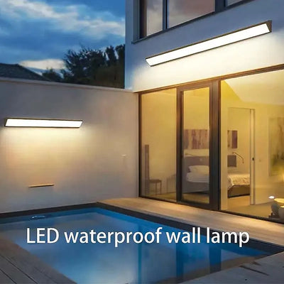 Outdoor long strip wall lamp waterproof IP65, modern and simple LED wall lamp, suitable for courtyard, garden, outdoor lighting.