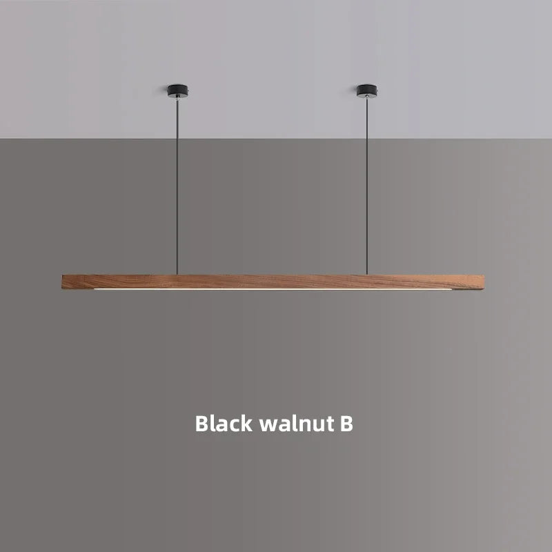 Modern Simple Pendant Lights Wooden Long Linear Hanging Lamp Table LED Light Kitchen Island Lighting Dining Living Room Office