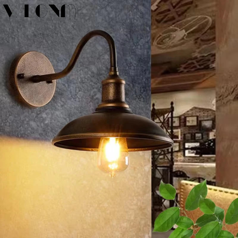 Industry LED Wall Lamp Retro American Style Iron E27 For Courtyard Balcony Staircase Corridor Bedroom Bar Illumination Fixtures