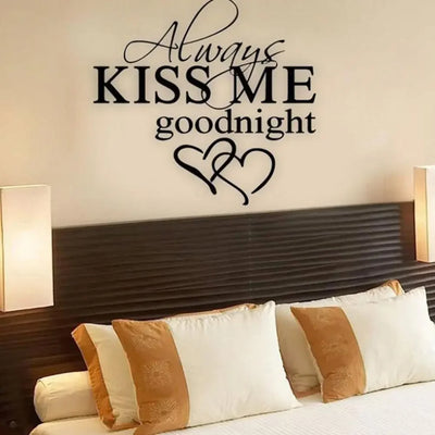 Modern Wall Sticker Always Kiss Me Goodnight Art Decor Wall Stickers Bedroom Removable Decals DIY Bedroom Quotes Decals