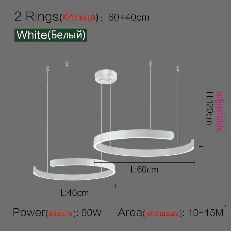 Mininalist Circle Rings Ceiling Chandeliers Hanging Pendant Lighting for Living Room Staircase Hotel Decor Art Suspension Lustre