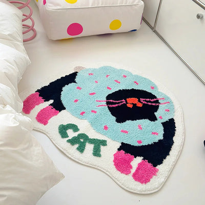 VIKAMA 1PC INS Cute Cartoon Shaped Bread Imitation Cashmere Carpet Living Room Bedroom Decoration Thickened Non-Slip Bed Rug