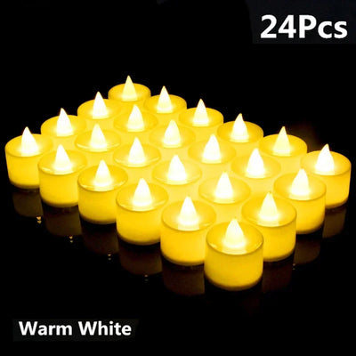 12/24/48Pcs Flameless LED Candles Lights Battery Powered Tealight  Romantic Tea Candles for Birthday Party Wedding Decorations