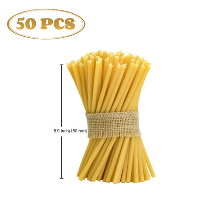 50-500PCS Beeswax Taper Candles Church Prayers Smokeless Honey Scent Candles Birthday Candles for Cake Christmas Home Dinner