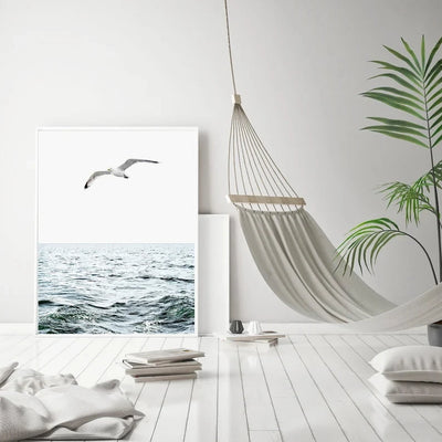 Ocean Waves Sea Skyline Photography Poster Blue Beach Coastal Seascapes Canvas Painting Wall Art for Living Room Home Decor