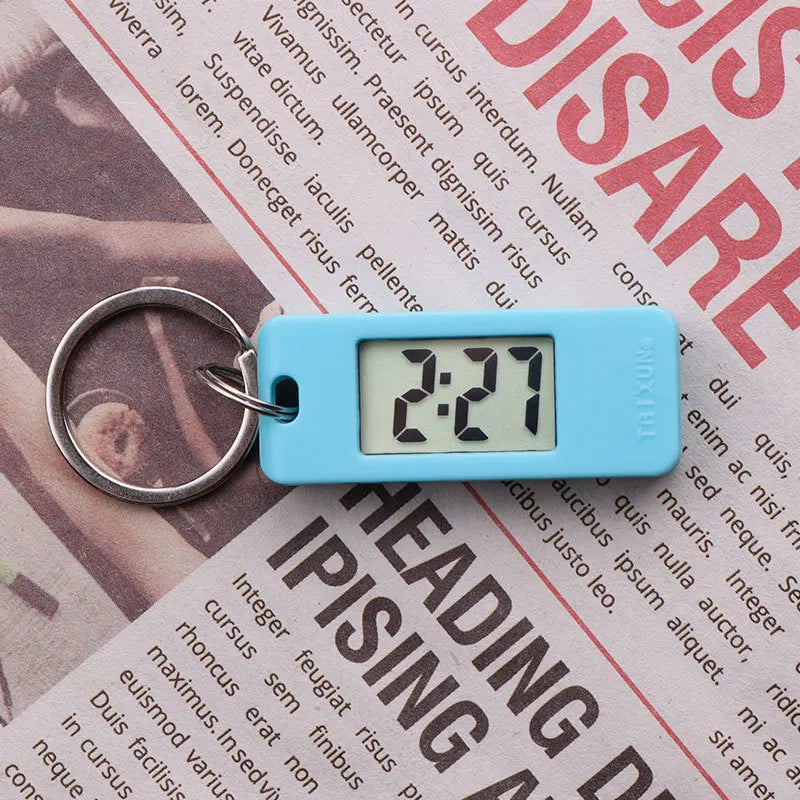 Unisex Student Electronic Clock Keychain Mini Electronic Student Oval Watch Digital Table Time Display Clock Hanging Keychain