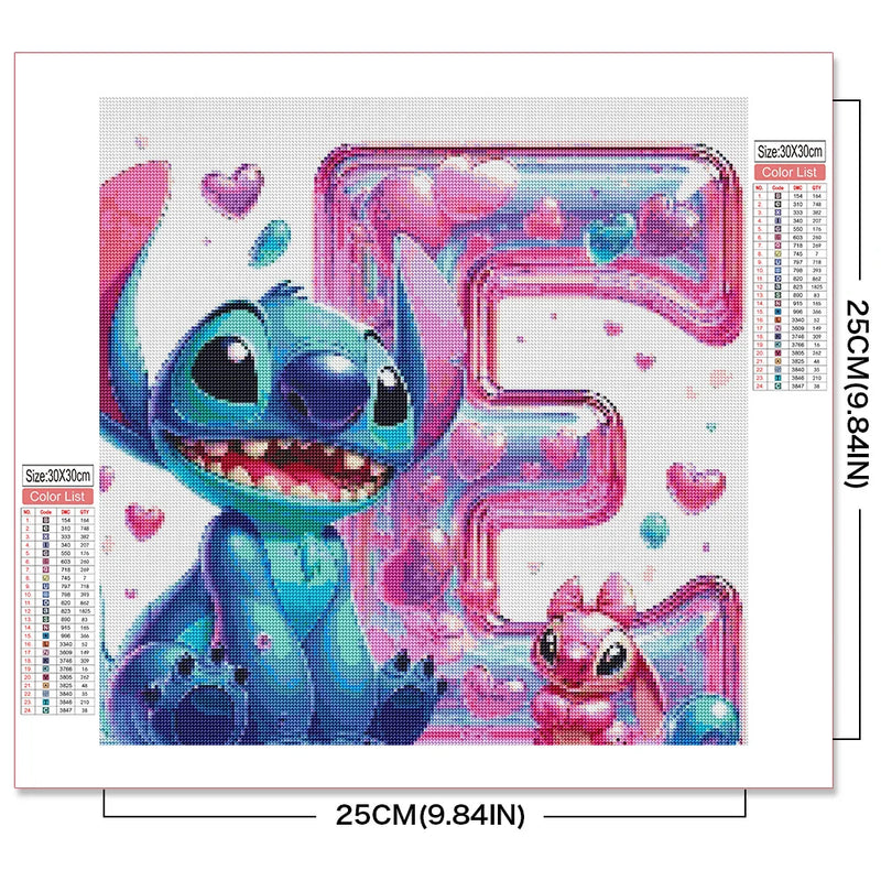 Disney DIY Cartoon Diamond Painting Letter Lilo And Stitch Full Drill Diamond Mosaic Heart Handicraft Embroidery Christmas Gift