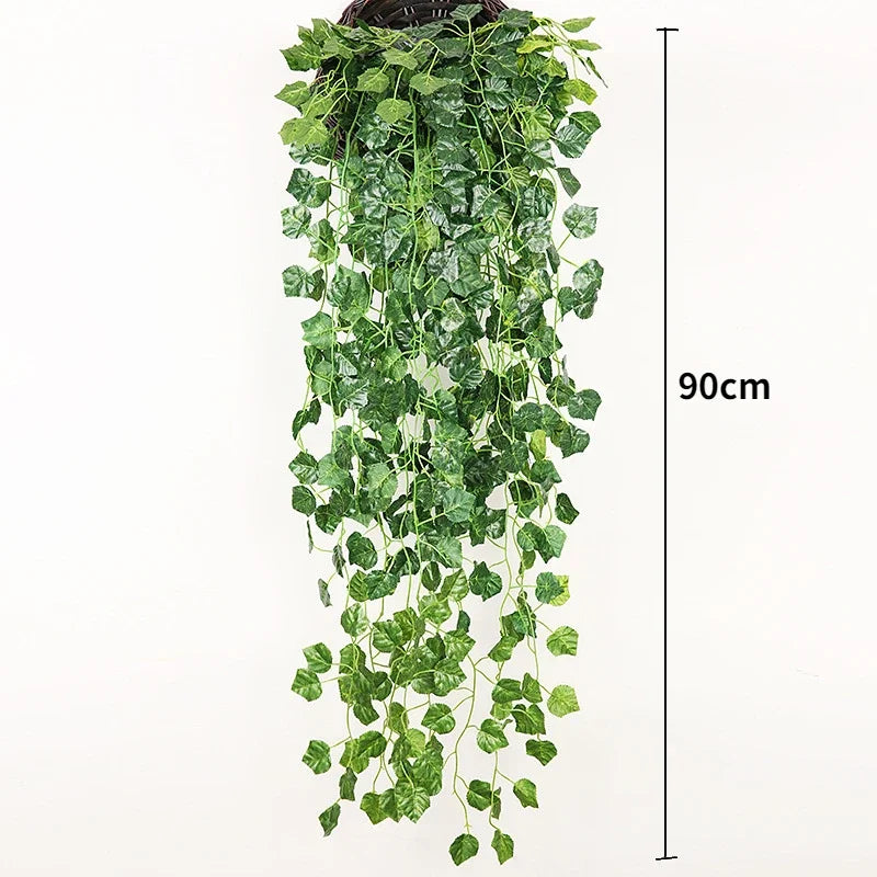 90cm Artificial Plant Vine Home Decoration Hanging Plastic Leaf Grass Garland Outdoor Wedding Party Decorations Fake Rattan Ivy