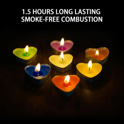 50 Pcs 3.5cm Mini Candle Valentine's Day Proposal Candle Smokeless Heart Shape Flickering Desktop Atmospheres Party Accessories