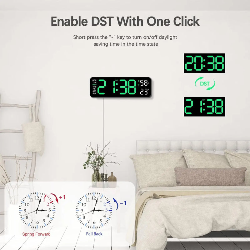 Smart Mute LED Electronic Night Alarm Wall Clock Modern Desk Clock Minimalist Thermometer Calendar Time Cube Clock Home Decor