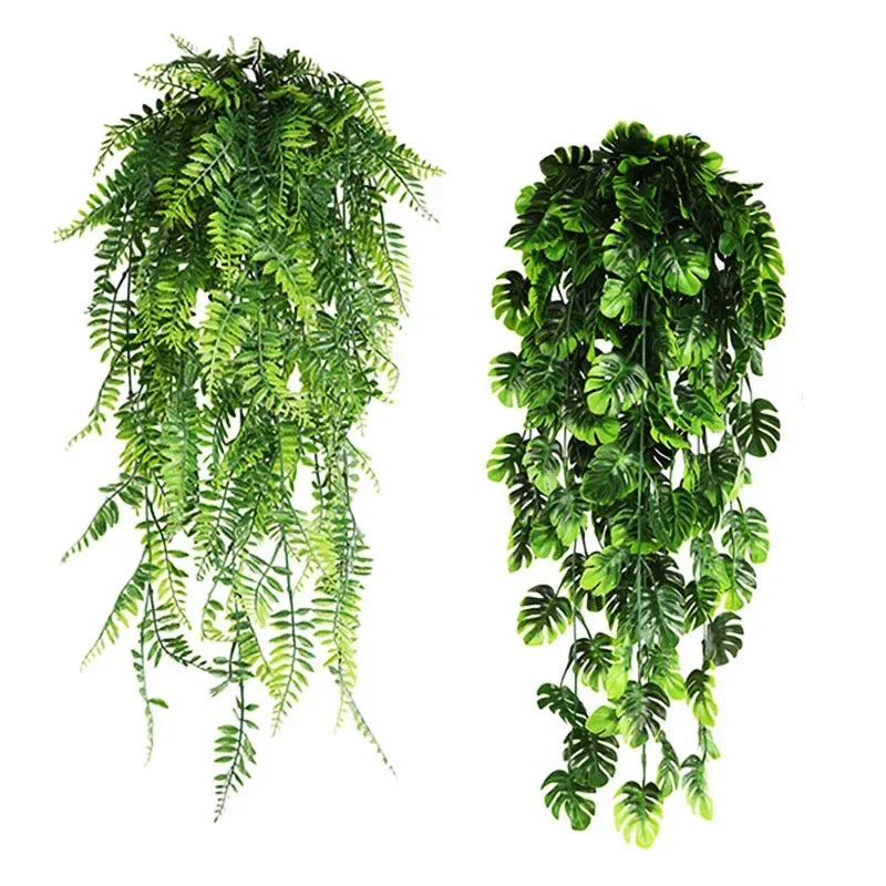 Artificial Monstera Leaf Vines Green Hanging Plants Garland for Wall Decor Home Garden Wedding Party Decoration Fake Plant Vine