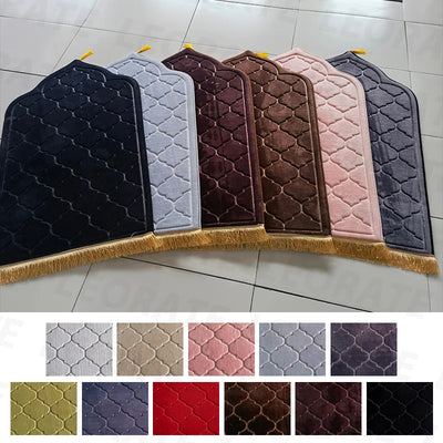 Flannel Prayer Mat Worship Blanket Worship Kneel Embossing Floor Carpets Non-slip Soft Portable Travel Prayer Rug Ramadan Gift