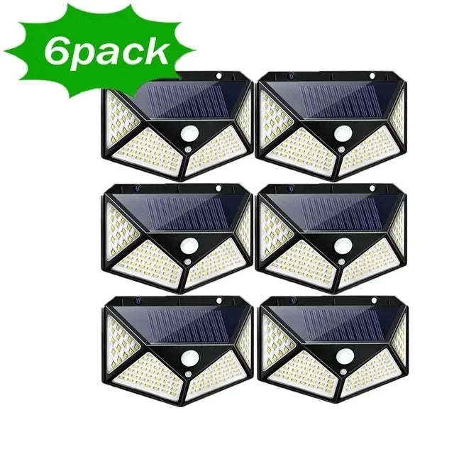 100 LED Solar Wall Lamp Wireless with Motion Sensor Human Waterproof Garden Decoration Spotlights Stairs Outdoor Wall Light