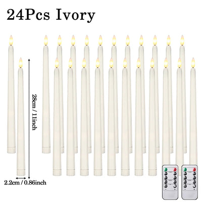 120-12Pcs Flameless Taper Candles Battery Operated LED Candle Flickering Candles Faux Candle Halloween Christmas Wedding Decor