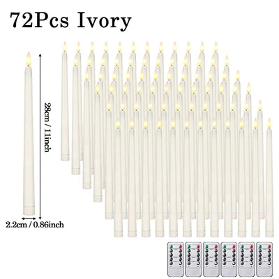 120-12Pcs Flameless Taper Candles Battery Operated LED Candle Flickering Candles Faux Candle Halloween Christmas Wedding Decor